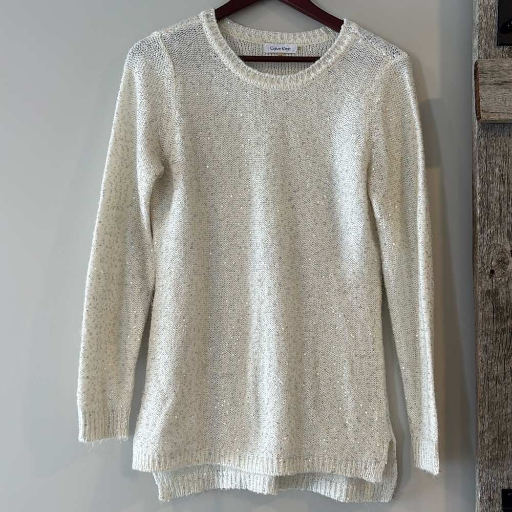 Calvin Klein white sparkle detail sweater size small
